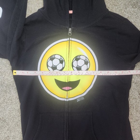 Justice Active Soccer Smiley zip up Hoodie playful athleisure SZ 12/14 - Picture 7 of 10